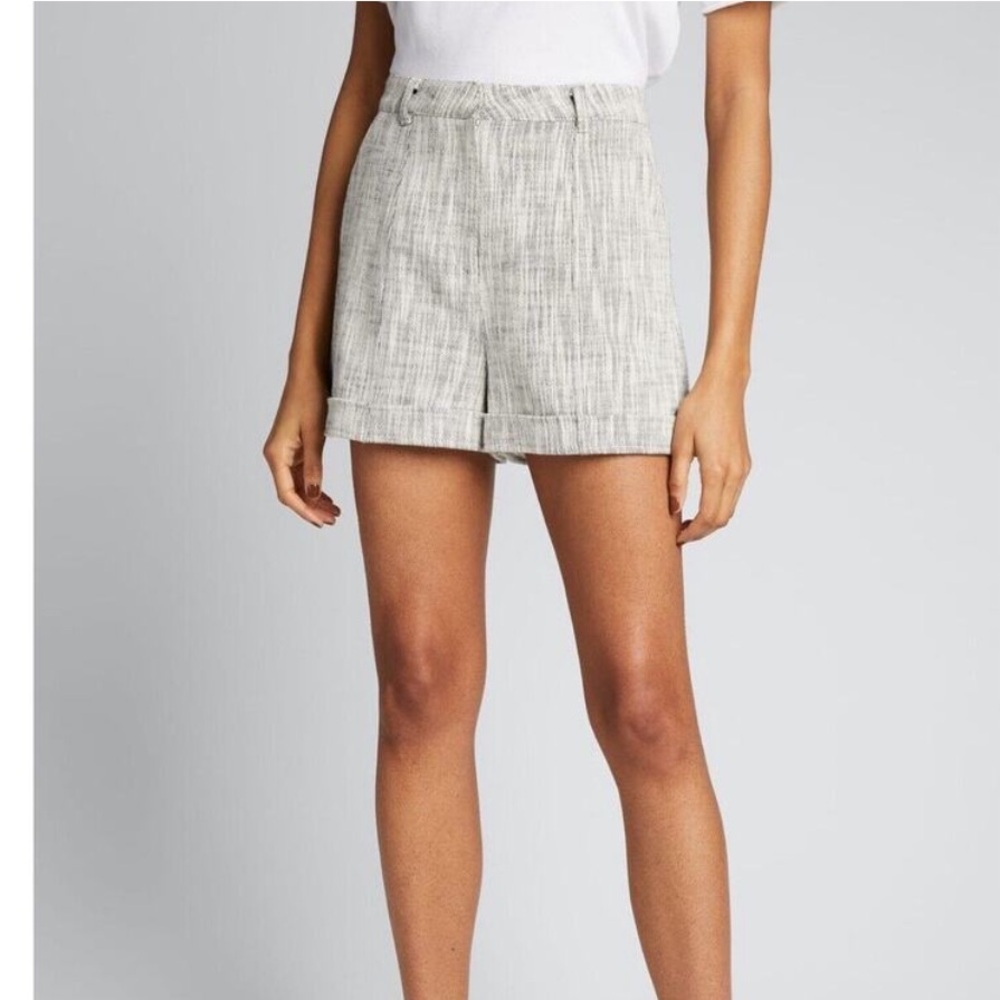 Cinq a Sept High-Rise Gray Linen Blend Women's Shorts